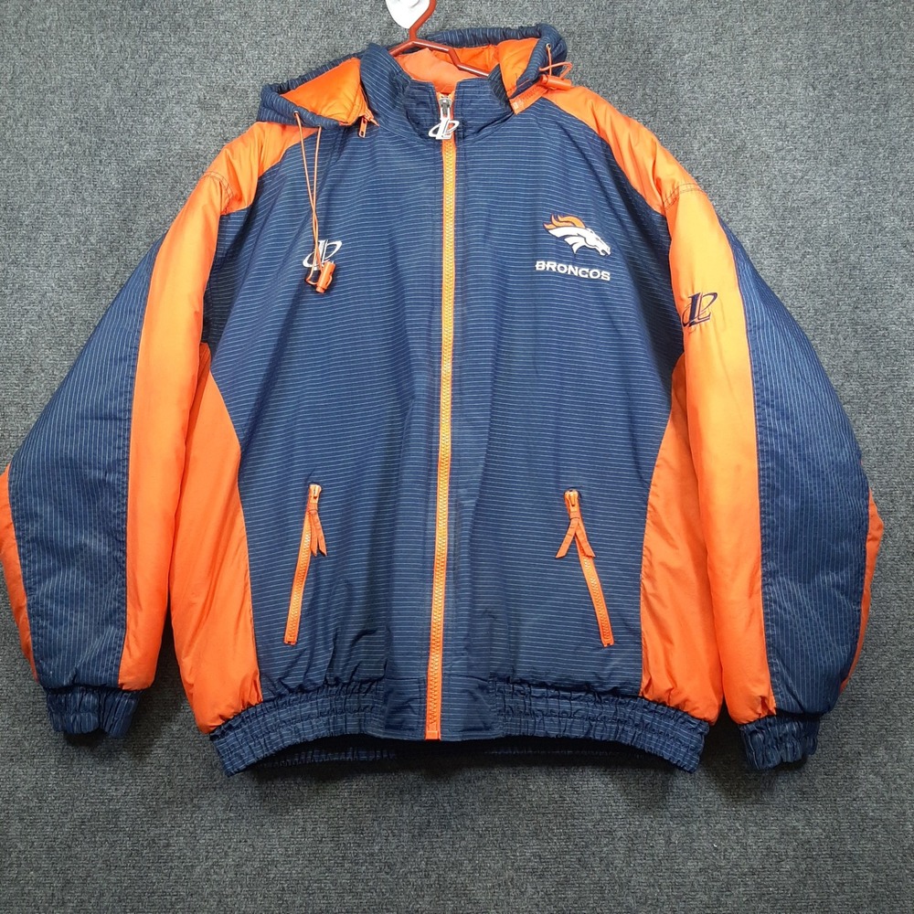Logo Athletic Jacket NFL Pro Line L50ZA 2XL Blue Orange Mens Denver Broncos